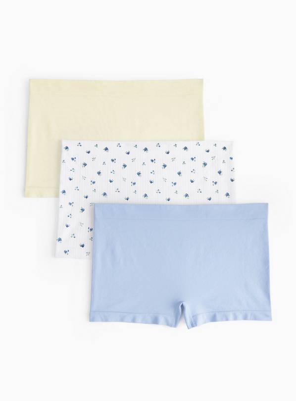 Blue & Yellow Pointelle Knicker Shorts 3 Pack M